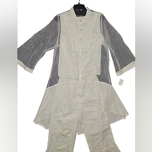 NWT LISA RENE, 3 PIECE LINEN/SHEER PANT SUIT SIZE M - Picture 12 of 15